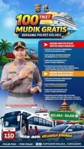 Poster Mudik Gratis Polres Kolaka. Foto: Istimewa.