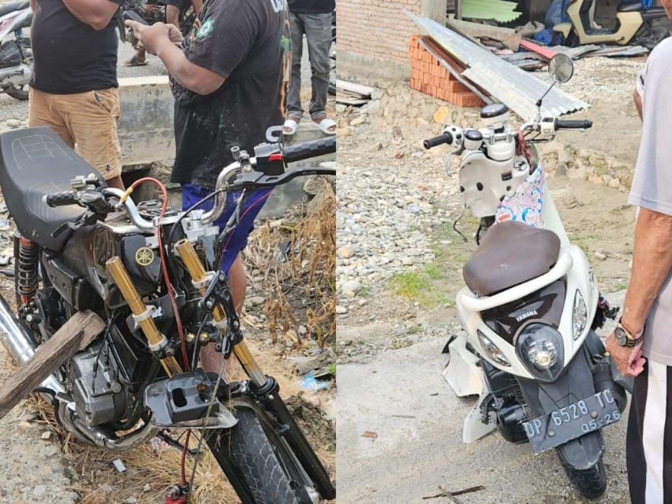 Dua Pengendara Motor Terlibat Kecelakaan di Perempatan Lapai, Kolaka Utara. Foto: Istimewa.